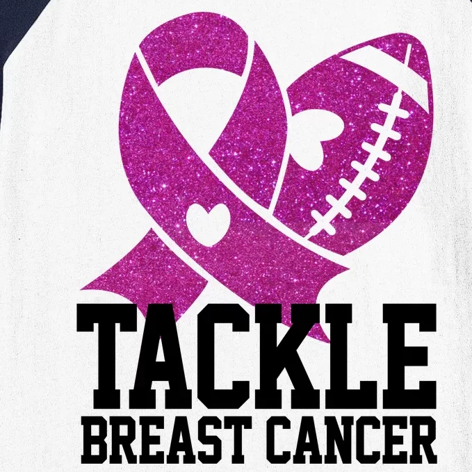 Tackle Breast Cancer Football Ribbon Baseball Sleeve Shirt