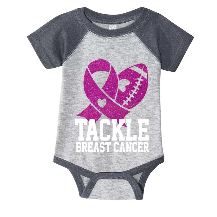 Tackle Breast Cancer Football Ribbon Infant Baby Jersey Bodysuit