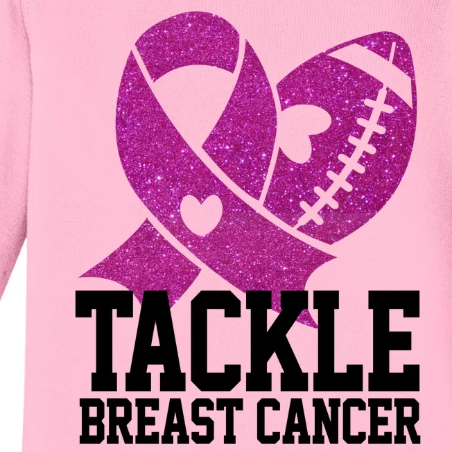 Tackle Breast Cancer Football Ribbon Baby Long Sleeve Bodysuit