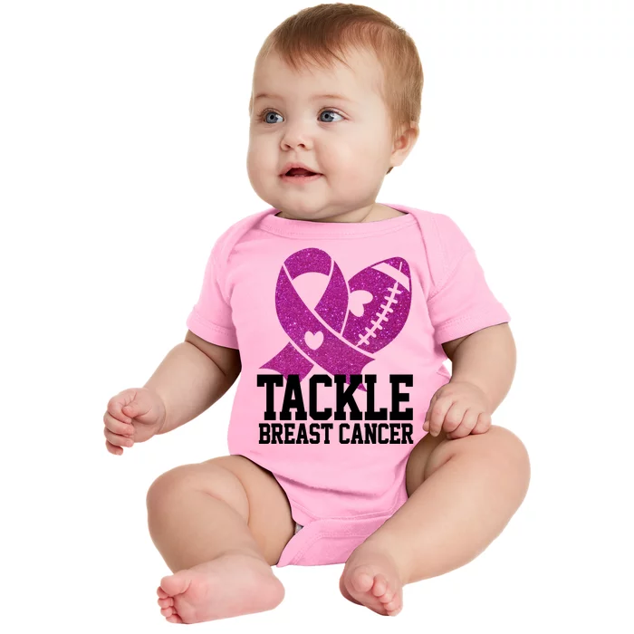 Tackle Breast Cancer Football Ribbon Baby Bodysuit