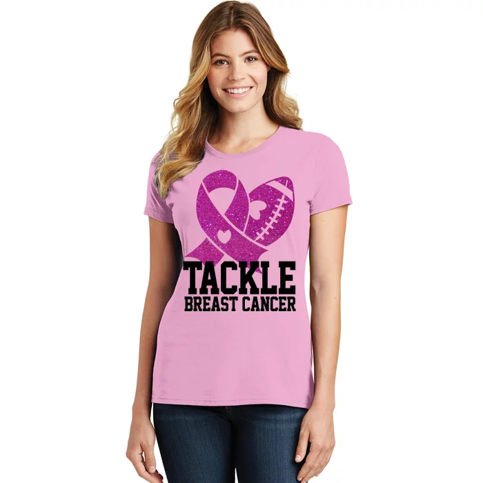 Tackle Breast Cancer Football Ribbon Women's T-Shirt