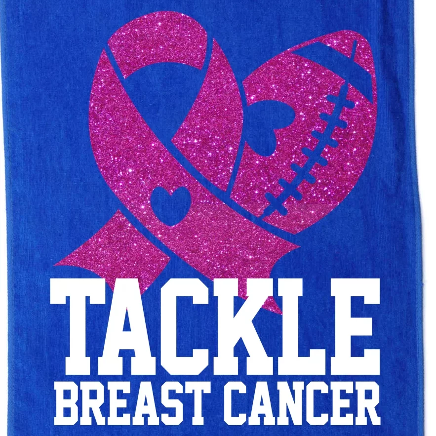 Tackle Breast Cancer Football Ribbon Platinum Collection Golf Towel