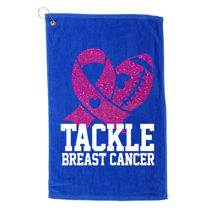 Tackle Breast Cancer Football Ribbon Platinum Collection Golf Towel