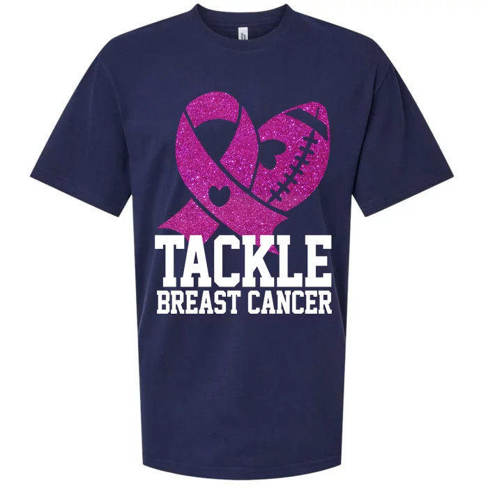 Tackle Breast Cancer Football Ribbon Sueded Cloud Jersey T-Shirt