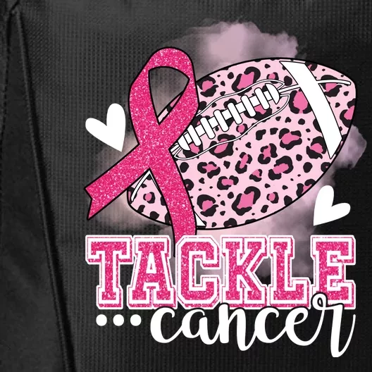 Tackle Breast Cancer Pink Ribbon Football City Backpack