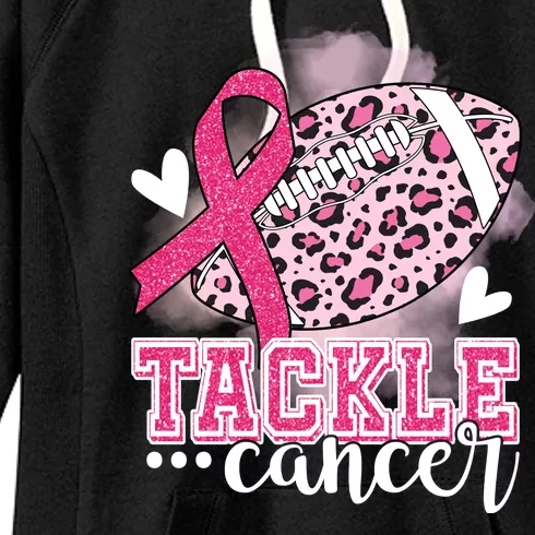 Tackle Breast Cancer Pink Ribbon Football Women's Fleece Hoodie