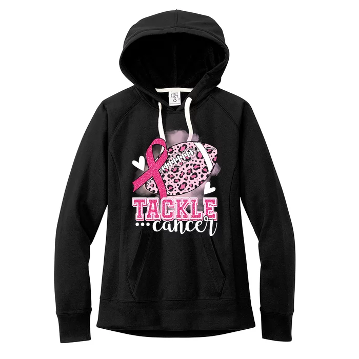 Tackle Breast Cancer Pink Ribbon Football Women's Fleece Hoodie