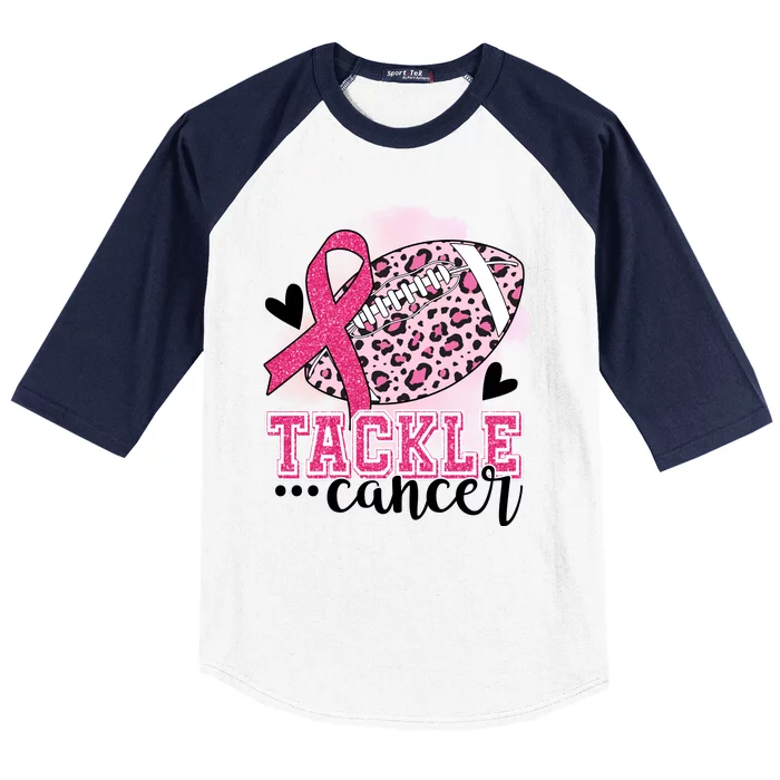 Tackle Breast Cancer Pink Ribbon Football Baseball Sleeve Shirt