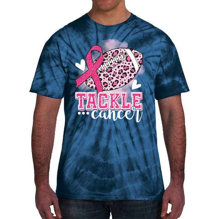 Tackle Breast Cancer Pink Ribbon Football Tie-Dye T-Shirt