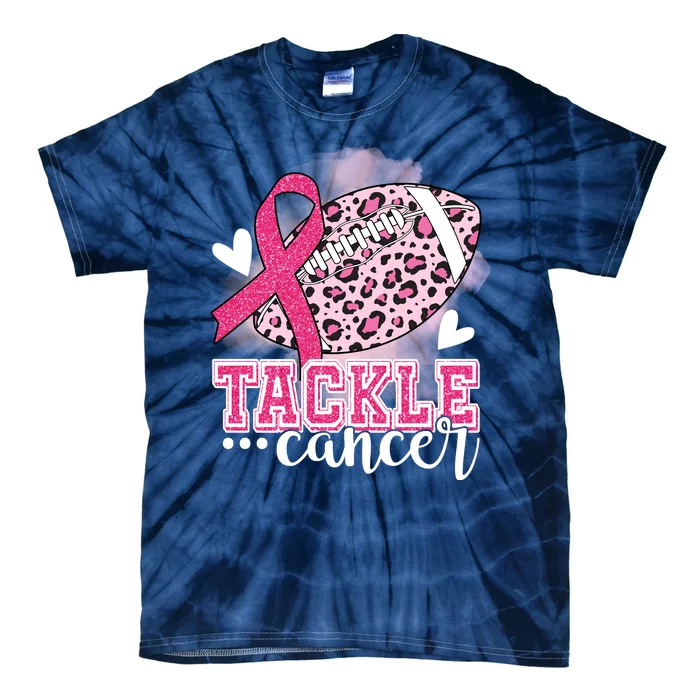 Tackle Breast Cancer Pink Ribbon Football Tie-Dye T-Shirt