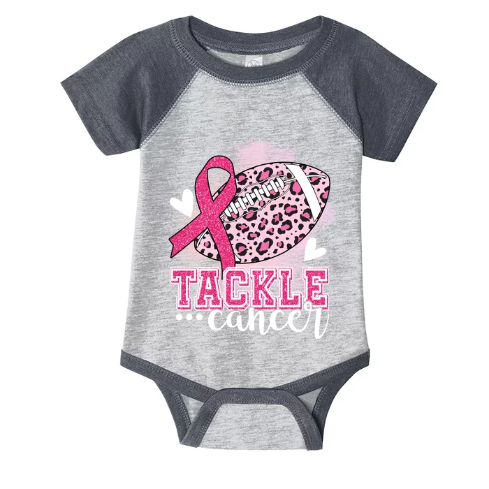 Tackle Breast Cancer Pink Ribbon Football Infant Baby Jersey Bodysuit