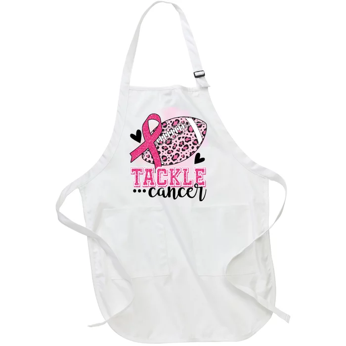 Tackle Breast Cancer Pink Ribbon Football Full-Length Apron With Pocket