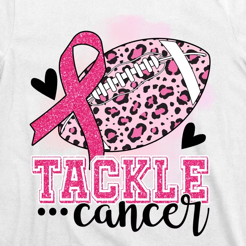 Tackle Breast Cancer Pink Ribbon Football T-Shirt