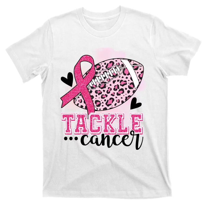 Tackle Breast Cancer Pink Ribbon Football T-Shirt