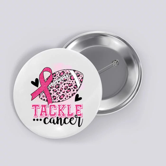 Tackle Breast Cancer Pink Ribbon Football Button