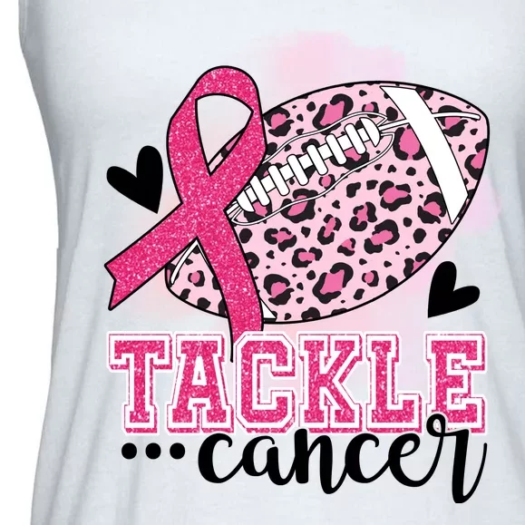 Tackle Breast Cancer Pink Ribbon Football Ladies Essential Flowy Tank