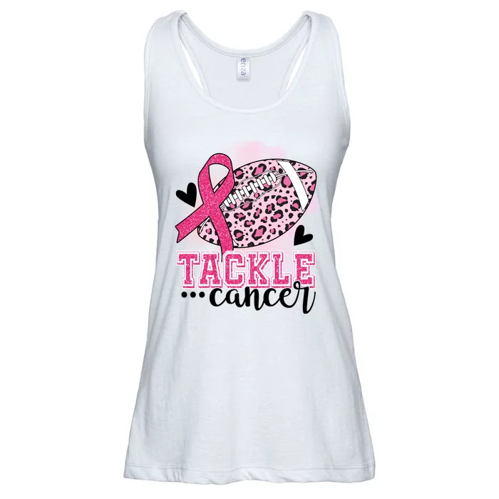 Tackle Breast Cancer Pink Ribbon Football Ladies Essential Flowy Tank