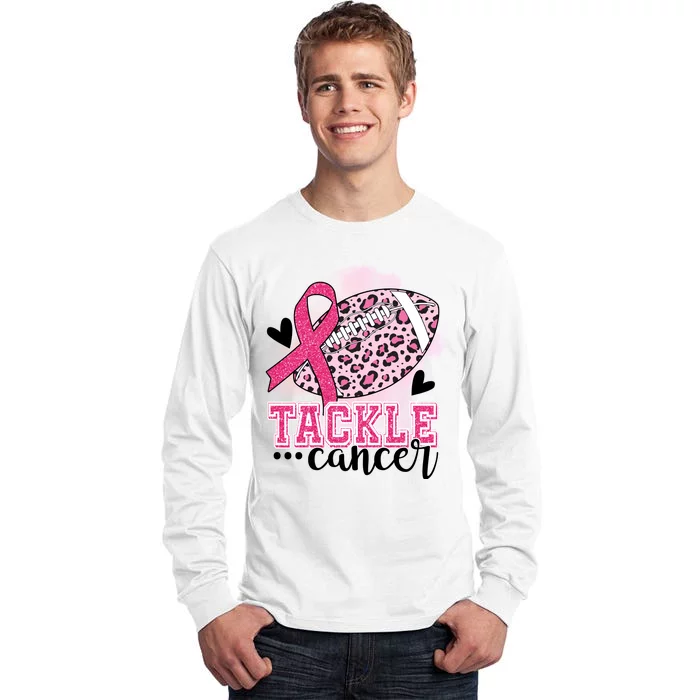 Tackle Breast Cancer Pink Ribbon Football Tall Long Sleeve T-Shirt