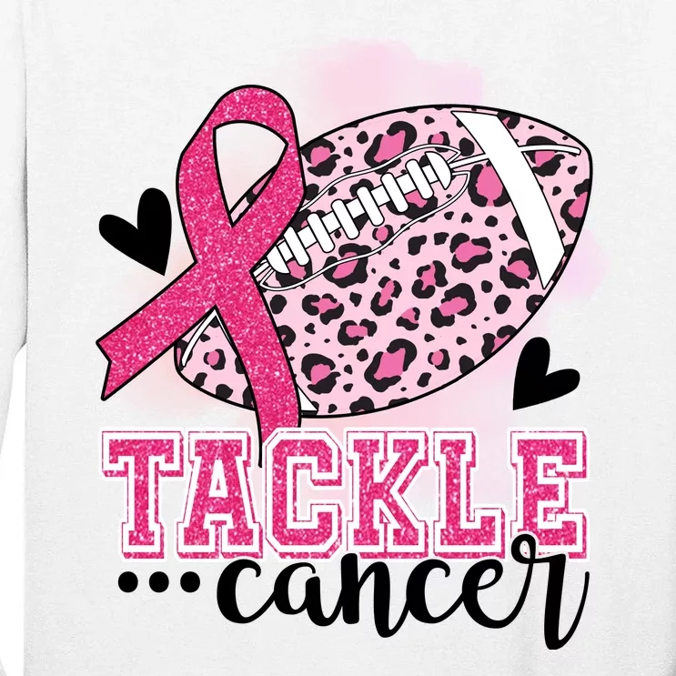 Tackle Breast Cancer Pink Ribbon Football Tall Long Sleeve T-Shirt