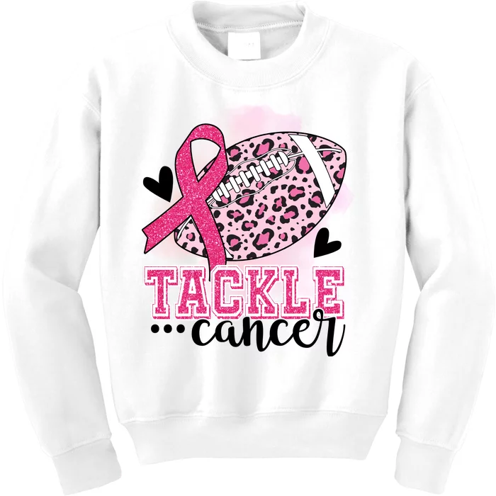 Tackle Breast Cancer Pink Ribbon Football Kids Sweatshirt