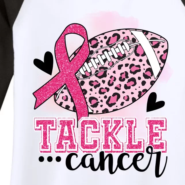 Tackle Breast Cancer Pink Ribbon Football Women's Tri-Blend 3/4-Sleeve Raglan Shirt