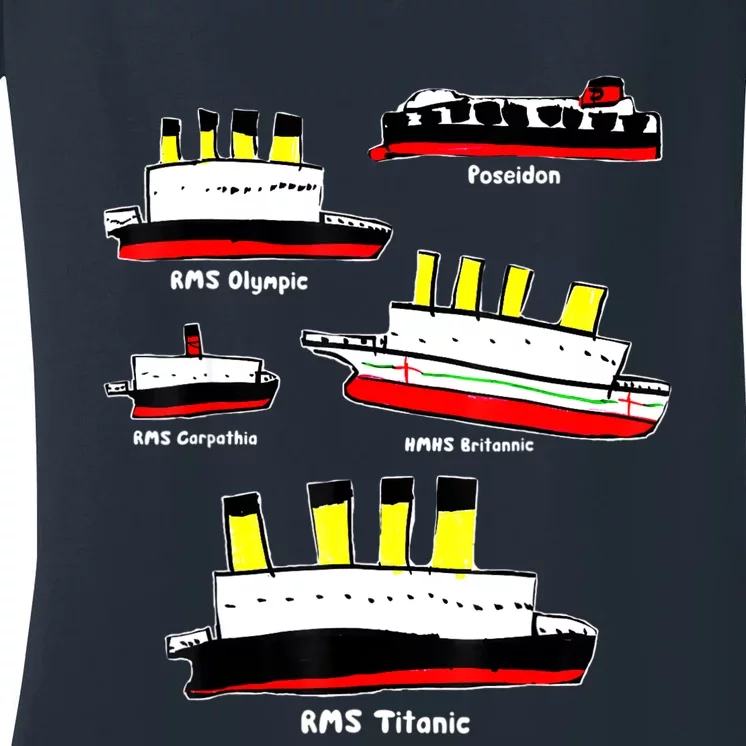 Titanic, Britanic, Carpathia, Poseidon, Titanic Women's V-Neck T-Shirt