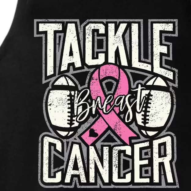 Tackle Breast Cancer Awareness Football Pink Ribbon Ladies Tri-Blend Wicking Tank