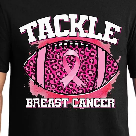 Tackle Breast Cancer Awareness Pink Football Ribbon Pajama Set