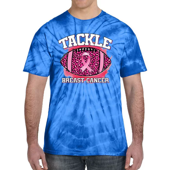 Tackle Breast Cancer Awareness Pink Football Ribbon Tie-Dye T-Shirt