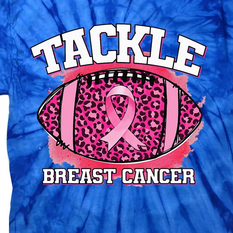 Tackle Breast Cancer Awareness Pink Football Ribbon Tie-Dye T-Shirt