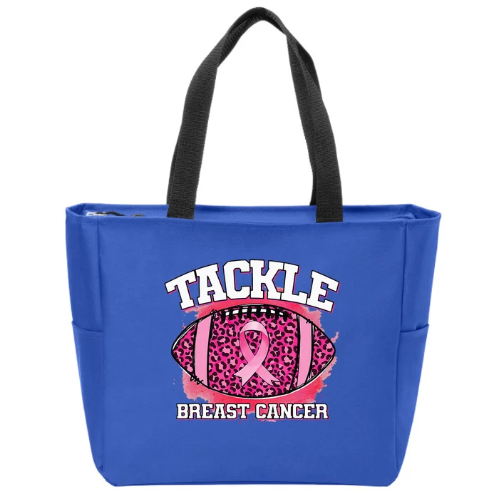 Tackle Breast Cancer Awareness Pink Football Ribbon Zip Tote Bag