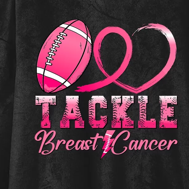 Tackle Breast Cancer Awareness Football Pink Ribbon Hooded Wearable Blanket