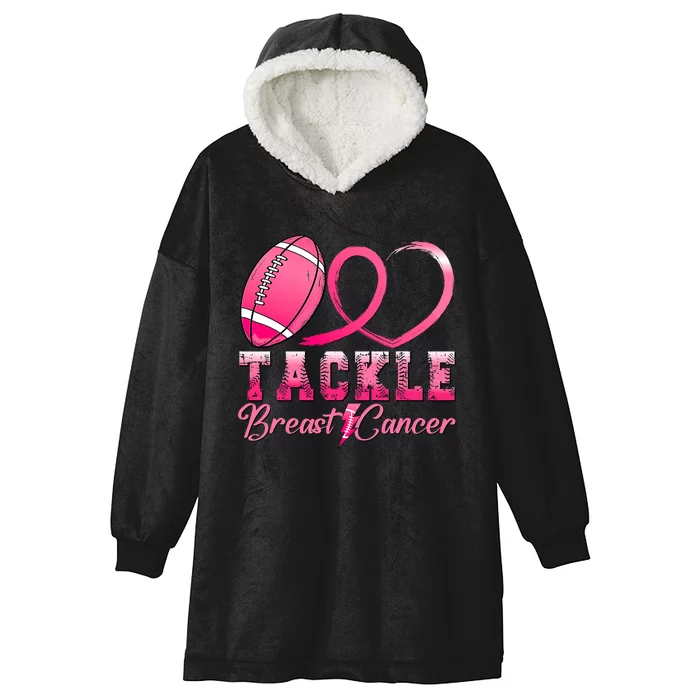 Tackle Breast Cancer Awareness Football Pink Ribbon Hooded Wearable Blanket