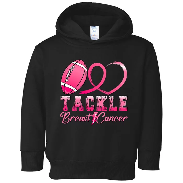 Tackle Breast Cancer Awareness Football Pink Ribbon Toddler Hoodie