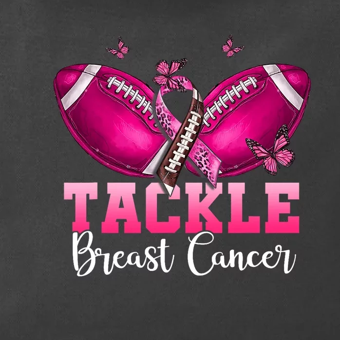 Tackle Breast Cancer Warrior Football Pink Ribbon Design Zip Tote Bag