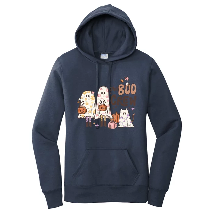 The Boo Crew Matching Retro Ghost Cat Trick Or Treat Costume Cute Gift Women's Pullover Hoodie