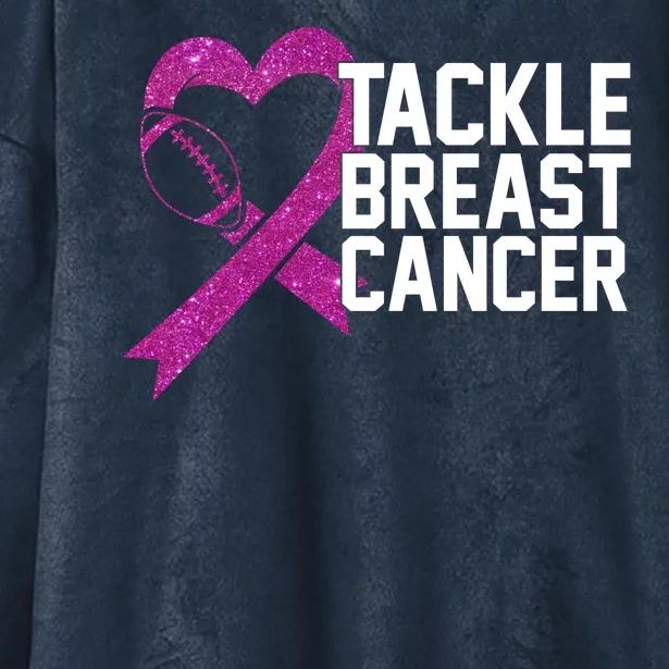 Tackle Breast Cancer Awareness Heart Football Hooded Wearable Blanket