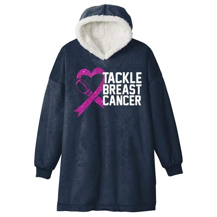 Tackle Breast Cancer Awareness Heart Football Hooded Wearable Blanket