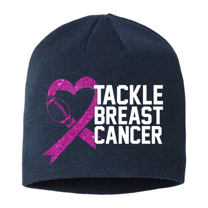 Tackle Breast Cancer Awareness Heart Football 8 1/2in Sustainable Knit Beanie