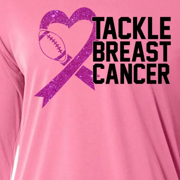 Tackle Breast Cancer Awareness Heart Football Cooling Performance Long Sleeve Crew