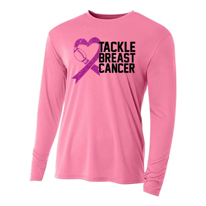 Tackle Breast Cancer Awareness Heart Football Cooling Performance Long Sleeve Crew