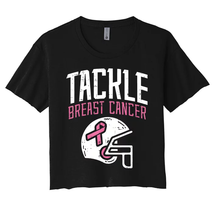 Tackle Breast Cancer Awareness Month Women's Crop Top Tee