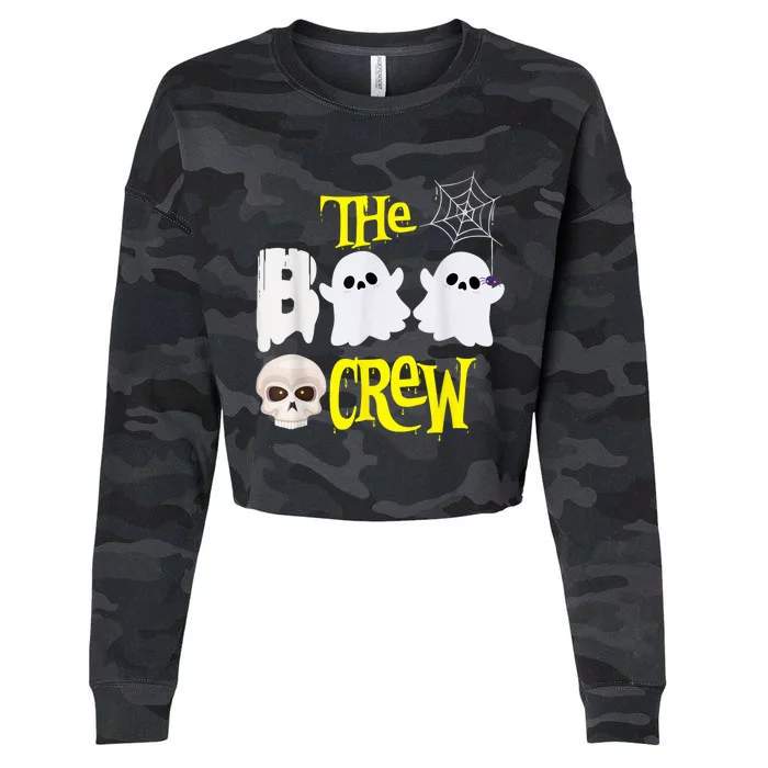 The Boo Crew Boo Ghost Cute Skeleton Funny Halloween Costume Cropped Pullover Crew