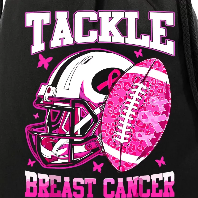 Tackle Breast Cancer Awareness Fighting American Football Drawstring Bag