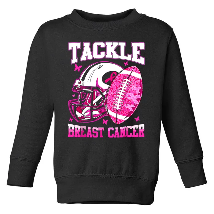 Tackle Breast Cancer Awareness Fighting American Football Toddler Sweatshirt