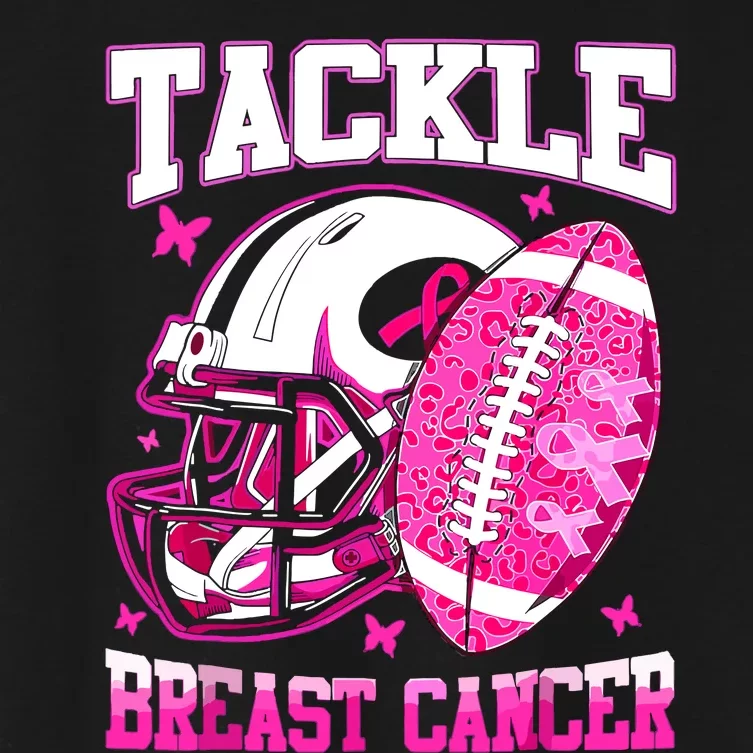 Tackle Breast Cancer Awareness Fighting American Football Women's Crop Top Tee