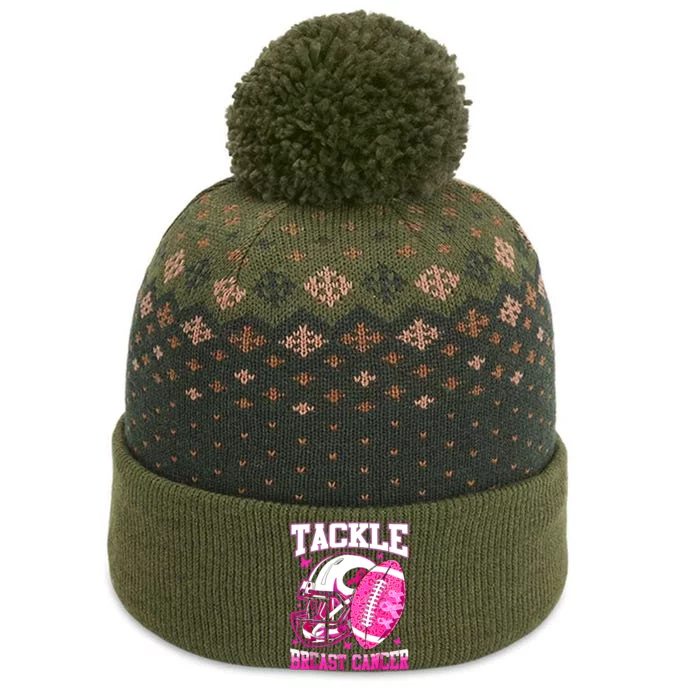 Tackle Breast Cancer Awareness Fighting American Football The Baniff Cuffed Pom Beanie