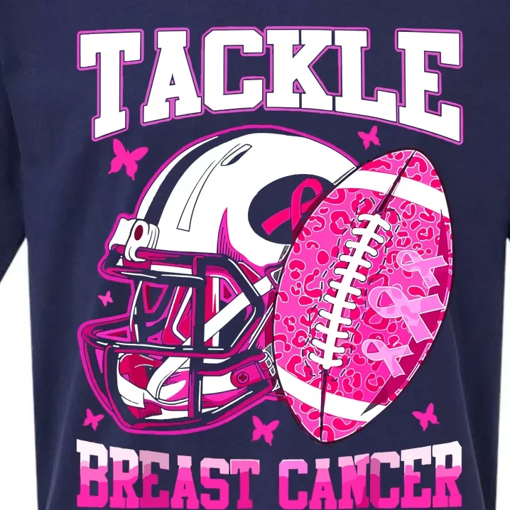 Tackle Breast Cancer Awareness Fighting American Football Sueded Cloud Jersey T-Shirt