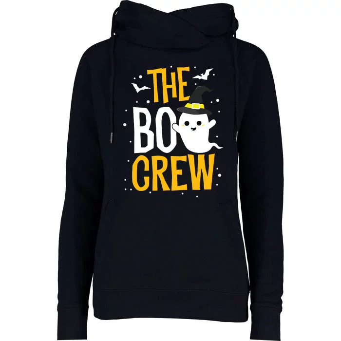 The Boo Crew Halloween Ghost Trick Treat Outfit Squad Team Womens Funnel Neck Pullover Hood