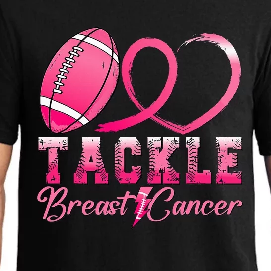 Tackle Breast Cancer Awareness Football Pink Ribbon Pajama Set